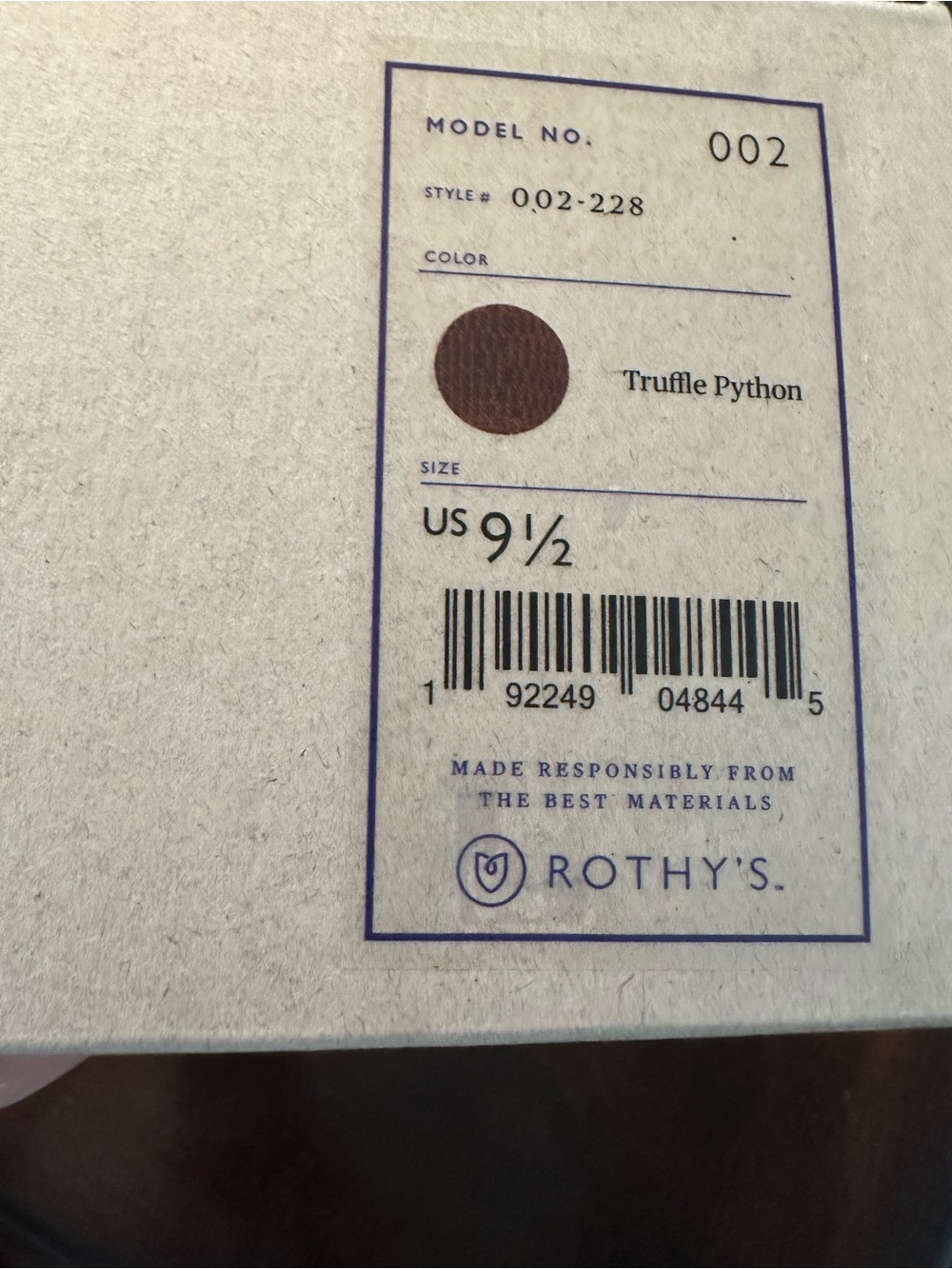 Rothy's Truffle Python Points Knit Flats Size 9.5 - Picture 7 of 7